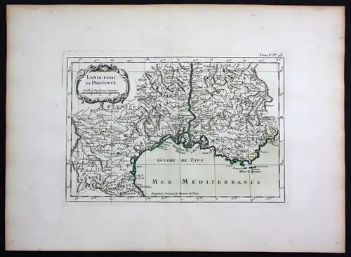 Provence Marseille Narbonne sea chart Bellin map carte gravure