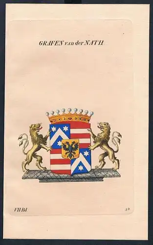 Grafen van der Nath Wappen Kupferstich Genealogie Heraldik coat of arms