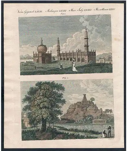 Verm. Gegenst. LXXXI - Moscheen und Pagoden in Hindostan - Pagode pagoda Moschee mosque Indien India Hindustan