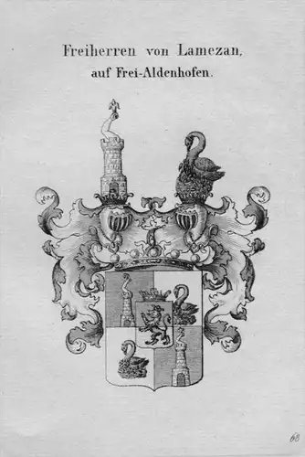 Lamezan Wappen Adel coat of arms heraldry Heraldik crest Kupferstich