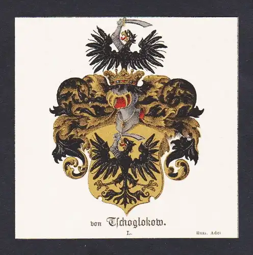 . von Tschoglokow Wappen Heraldik coat of arms heraldry Litho