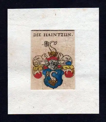 h. von Haintzlin Wappen Adel coat of arms heraldry Heraldik Kupferstich