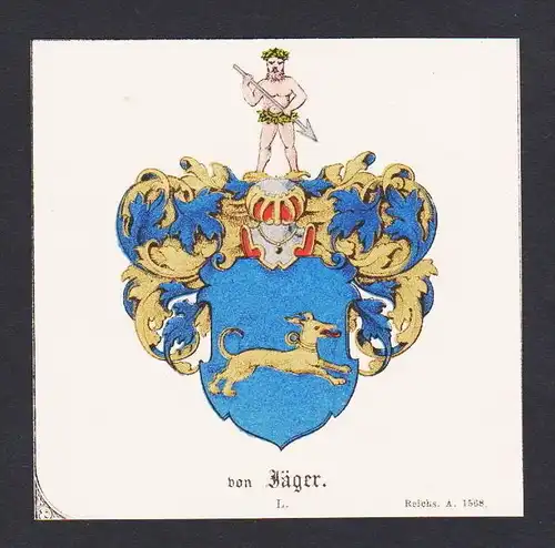 . von Jäger Wappen Heraldik coat of arms heraldry Litho