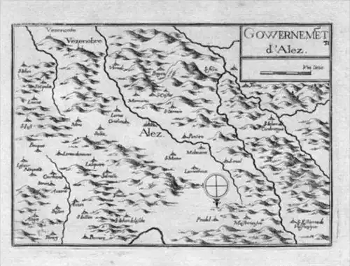 - Alès Gard Languedoc-Roussi. Carte Gravure Tassin map estampe