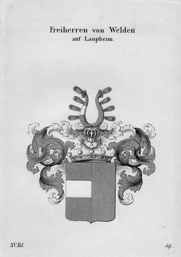 Welden Laupheim Wappen Adel coat of arms heraldry Heraldik Kupferstich