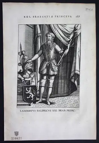. - Lambert II Balderich der Gegürtete Graf von Löwen Kupferstich Portrait