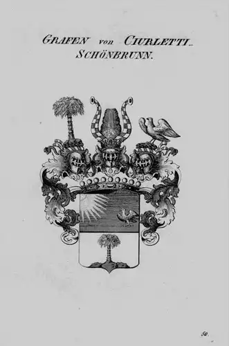 Ciurletti Schönbrunn Wappen coat of arms heraldry Heraldik Kupferstich