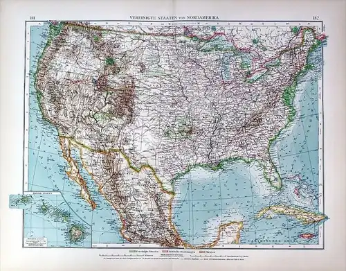 Nordamerika Nebraska Iowa Alabama Cuba America Karte map Lithographie