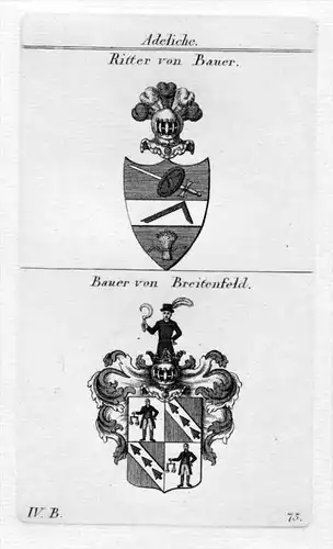Bauer Breitenfeld - Wappen Adel coat of arms heraldry Heraldik Kupferstich