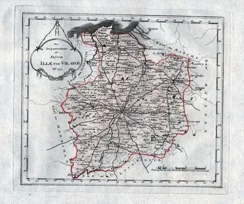 Das Department der Flüsse Ille und Vilaine. Nro. 799 - Ille-et-Vilaine Rennes Fougeres Saint-Malo Karte  grav