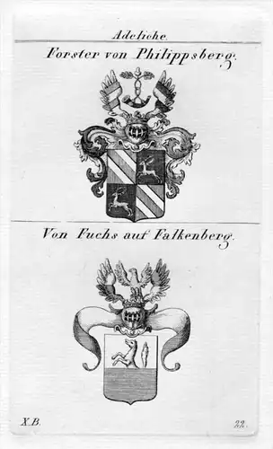 Forster Fuchs Falkenberg Wappen coat of arms heraldry Heraldik Kupferstich