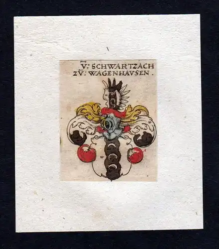 h. Schwartzach zu Wagenhausen Wappen Adel heraldry Heraldik Kupferstich