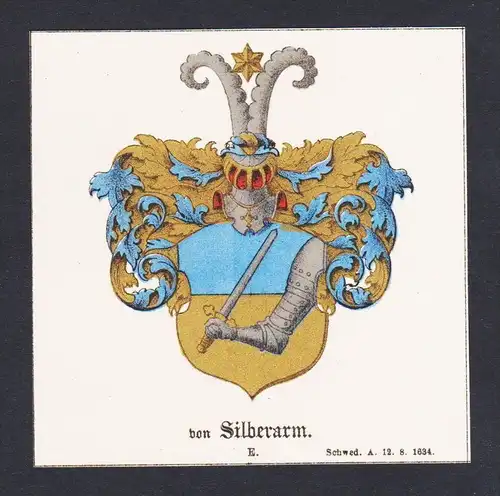 . von Silberarm Wappen Heraldik coat of arms heraldry Lithographie