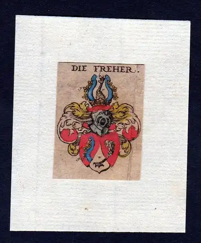 17. Jh Freiherr Freher Wappen coat of arms heraldry Heraldik Kupferstich