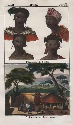 - South Africa Tswana people Bantu Botswana Lithograph Negro natives