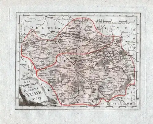 Das Departement des Flusses Aube Nr. 739 - Aube Troyes Arcis Romilly-sur-Seine - carte gravure map Karte engra