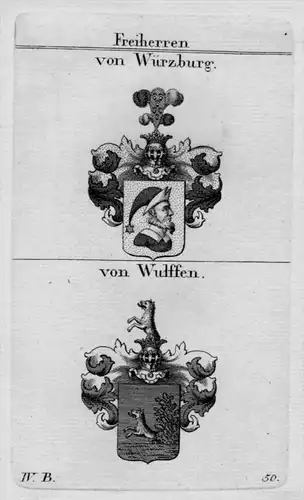 Würzburg Wulffen Wappen Adel coat of arms Heraldik crest Kupferstich