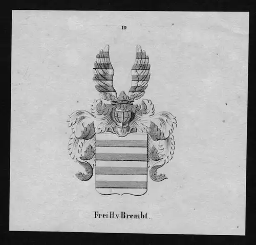 von Brembt Wappen Adel coat of arms heraldry Heraldik Lithographie