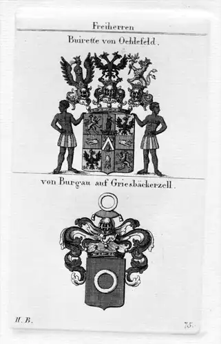 Buirette Oehlefeld Burgau Wappen Adel heraldry Heraldik Kupferstich