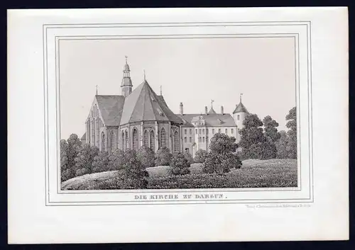 Dargun Kirche - Mecklenburg Lithographie Ansicht.