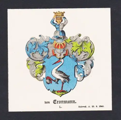 . von Cronmann Wappen Heraldik coat of arms heraldry Litho