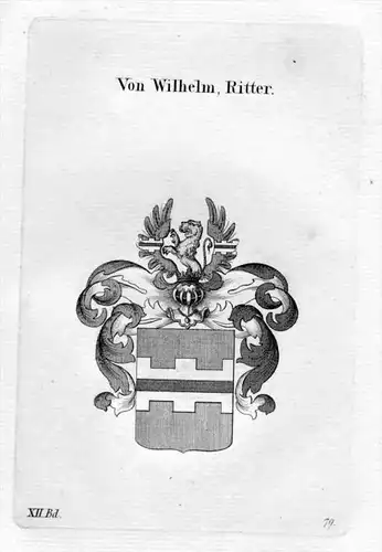 von Wilhelm Adel Wappen coat of arms heraldry Heraldik Kupferstich