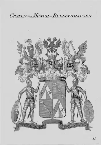Münch Bellinghausen Wappen Adel coat of arms Heraldik crest Kupferstich