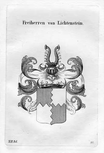 Freiherr von Lichtenstein Wappen coat of arms heraldry Heraldik Kupferstich