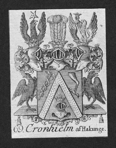 - Cronhielm af Hakunge Wappen vapen coat of arms Genealogie Kupferstich
