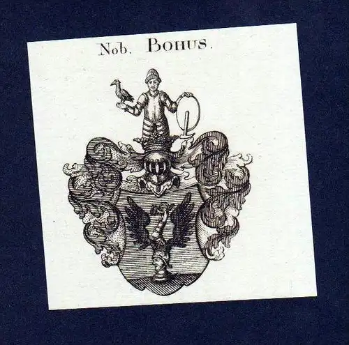 Nob Bohus Original Kupferstich Wappen coat of arms Heraldik