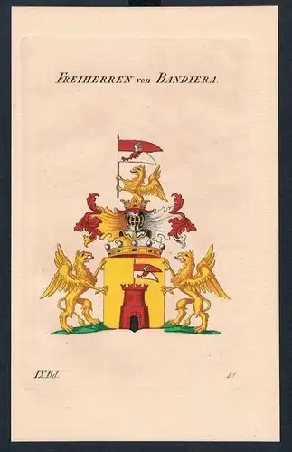 Freiherren von Bandiera Wappen Kupferstich Genealogie Heraldik coat of arms