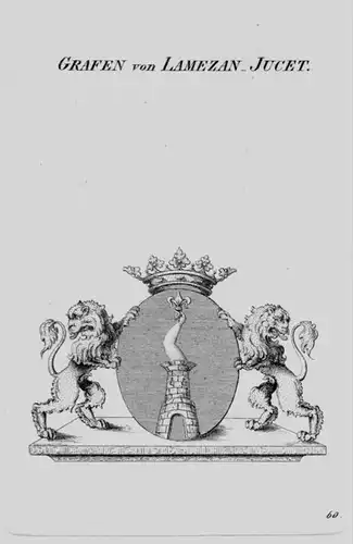 Lamecan Jucet Wappen Adel coat of arms heraldry Heraldik crest Kupferstich