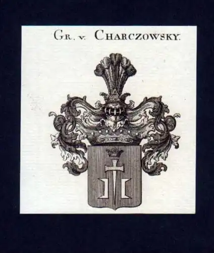 Grafen v. Charczowsky Heraldik Kupferstich Wappen