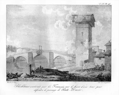Duero Bridge Espana Spain Original Lithographie Spanien lithograph litho
