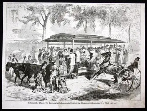 Amerikanische Skizzen ein Sommerpferdebahnwagen in Philadelphia - Philadelphia Pferd Pferde horses Bahnwagen H