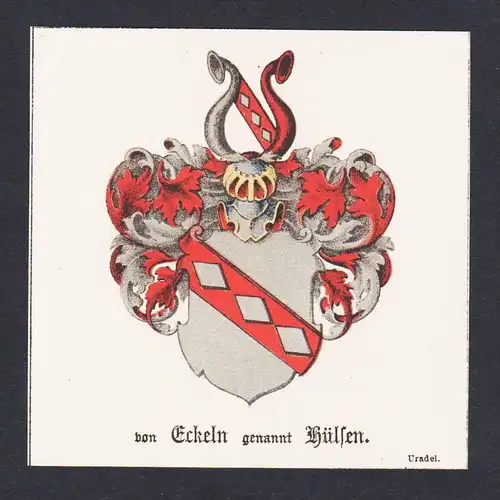 . von Eckeln Hülsen Wappen Heraldik coat of arms heraldry Litho