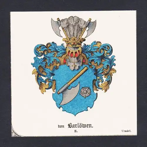 . von Barlöwen  Wappen Heraldik coat of arms heraldry Litho