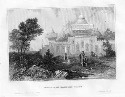 Mausoleum Mahomed Chans Indien India engraving Original
