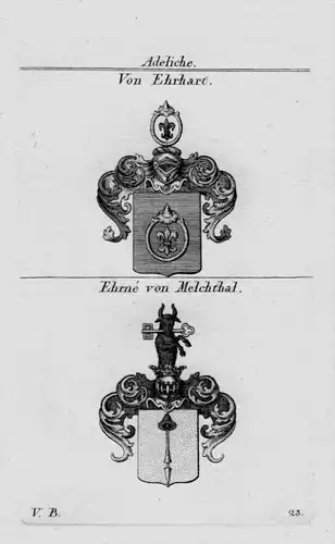 Ehrhart Ehrne Melchthal Wappen Adel coat of arms heraldry Kupferstich