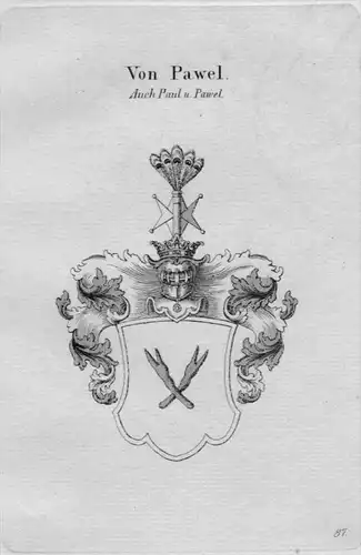 Von Pawel Wappen Adel coat of arms heraldry Heraldik crest Kupferstich