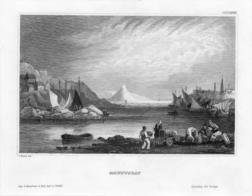 Mountsbay Cornwall Bucht Schiffe ships engraving Original