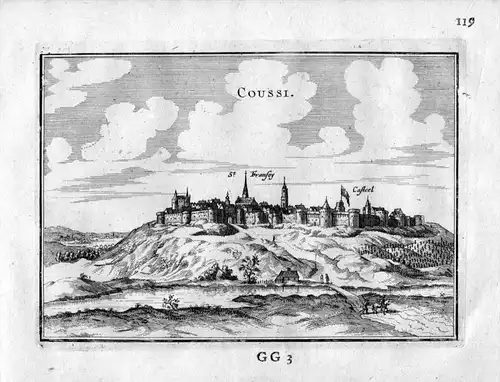 Coucy-le-Chateau-Auffrique Frankreich France gravure estampe Kupferstich