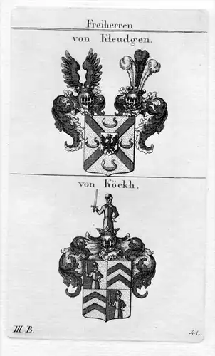 von Kleudgen / von Köckh / Bayern - Wappen coat of arms Heraldik heraldry Kupferstich