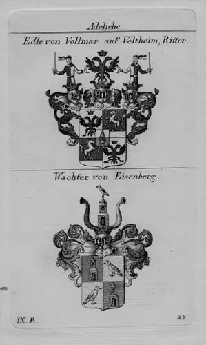 Vollmar Veltheim Wachter Eisenberg Wappen coat of arms Heraldik Kupferstich