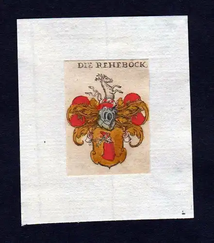 Reheböck 17. Jh Wappen coat of arms heraldry Heraldik Kupferstich