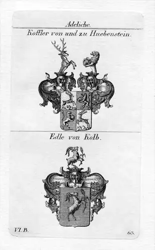Koffler Huebenstein Hübenstein / Edle von Kolb - Wappen coat of arms Heraldik heraldry Kupferstich