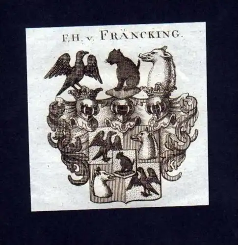 Freiherr v. Fräncking Kupferstich Wappen