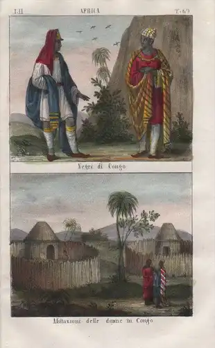 - Congo Kongo Negro Africa people costume Lithograph natives