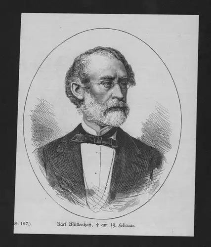 Karl Viktor Müllenhoff Wissenschaftler wood engraving Holzstich Portrait