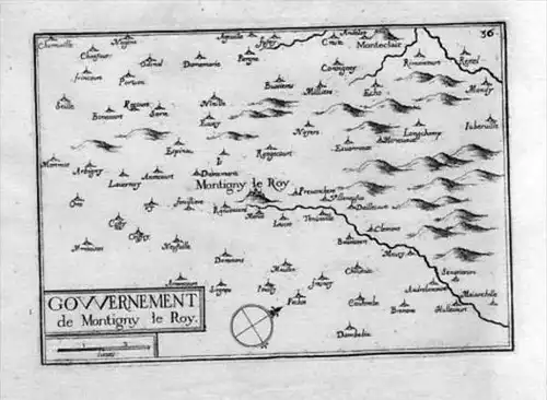 Montigny-le-Roi Haute-Marne France Tassin map carte Kupferstich gravure